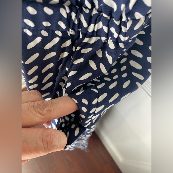 Ann Taylor Loft NWT Navy/White Patterned Jumpsuit w Adjustable Straps & Pockets - Picture 5 of 7